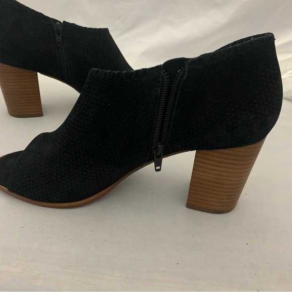 Jack Rogers Black Peep Toe Heeled Suede Side Zip Booties - Picture 8 of 14